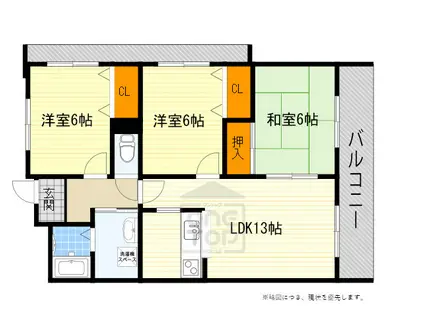 グリーンハイム千里南が丘(3LDK/1階)の間取り写真