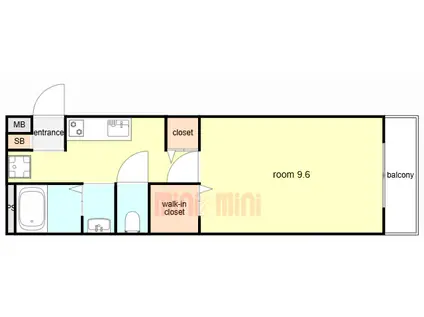 マンション賀苗(1K/2階)の間取り写真