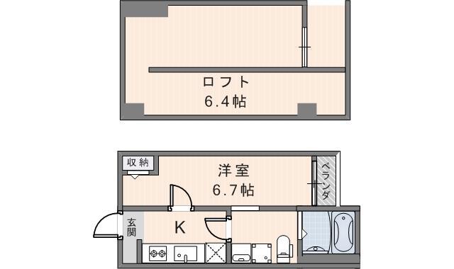 アルコバレーノ(1K/1階)の間取り写真