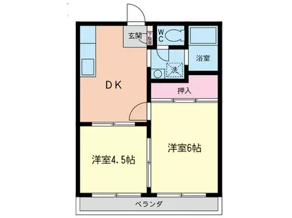 コーポ関(2DK/2階)の間取り写真