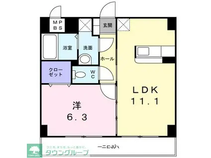 クレオ・テラ本八幡(1LDK/2階)の間取り写真