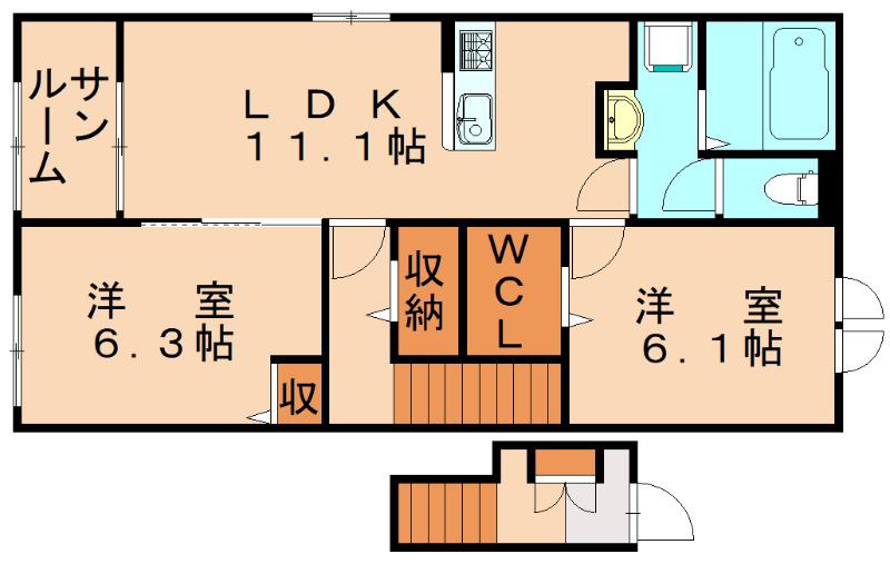パークサイド(2LDK/2階)の間取り写真