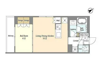 ウェルスクエアイズム恵比寿(1LDK/3階)の間取り写真