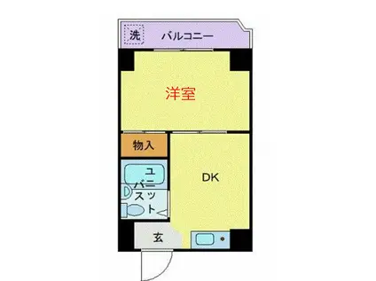 ビューライド川崎(1DK/2階)の間取り写真