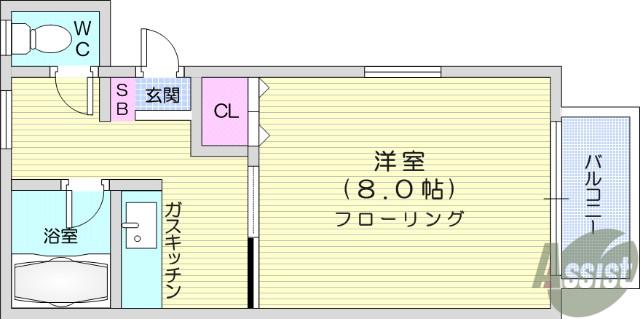 サンライズ中村(1K/1階)の間取り写真