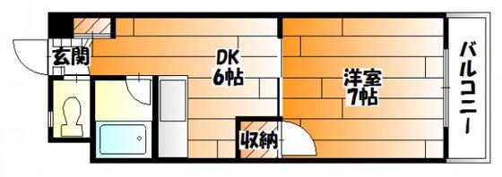 第2スカイビル(1DK/3階)の間取り写真