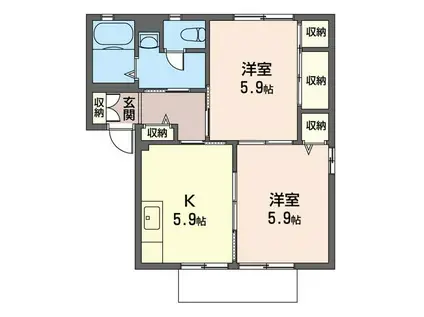 GREEN LEAF C(2K/1階)の間取り写真