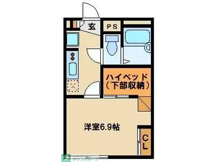 レオパレスフォレストIIB(1K/2階)の間取り写真