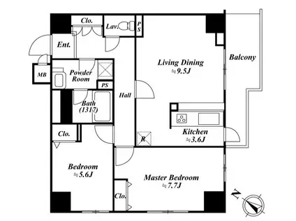 アクロス目黒タワー(2LDK/18階)の間取り写真