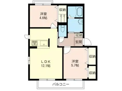 ジュネス本郷台I(2LDK/2階)の間取り写真