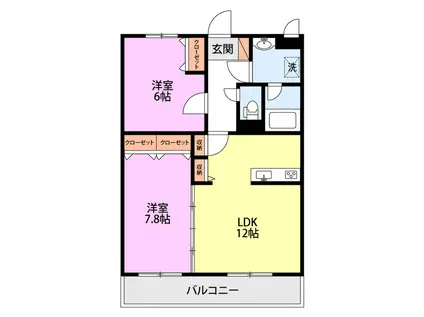 RESIDENCE HILL ウエスト裏館(2LDK/3階)の間取り写真