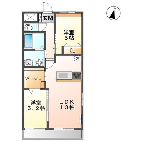 パル リバティ(2LDK/2階)の間取り写真