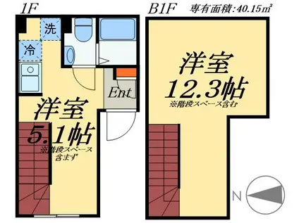 EXIA浅草橋(1SK/B1階)の間取り写真