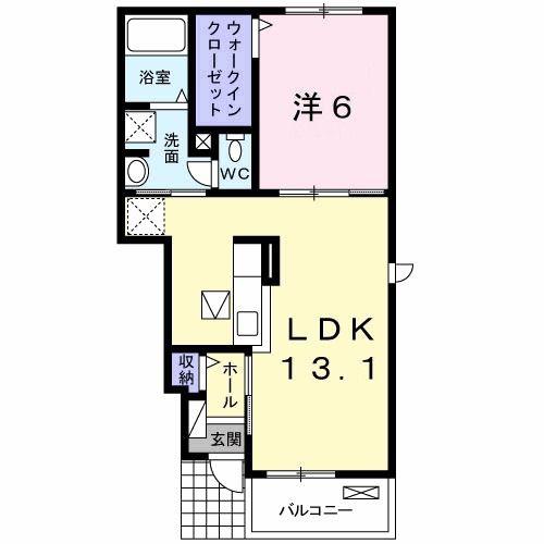 コンフォルターブル鹿嶋II(1LDK/1階)の間取り写真