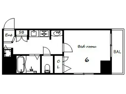 プレサンス神戸裁判所前(1K/4階)の間取り写真