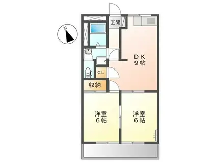 コンフォース北山(2DK/1階)の間取り写真