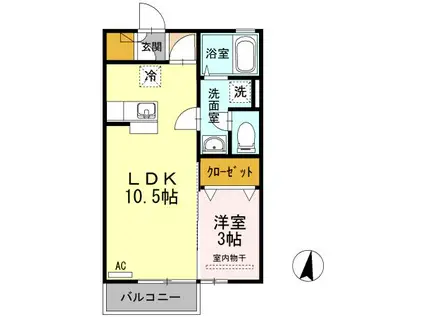 プリマヴェーラ・Y(1LDK/2階)の間取り写真