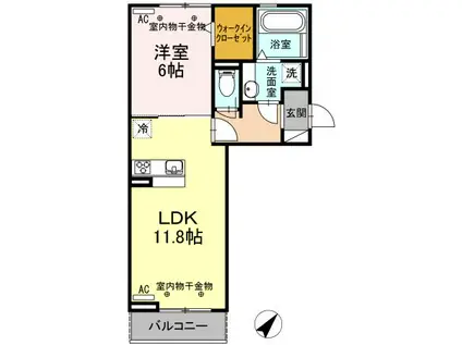 近鉄名古屋線 白子駅 バス乗車時間：9分 最寄りバス停で下車 徒歩5分 3階建 築9年(1LDK/2階)の間取り写真