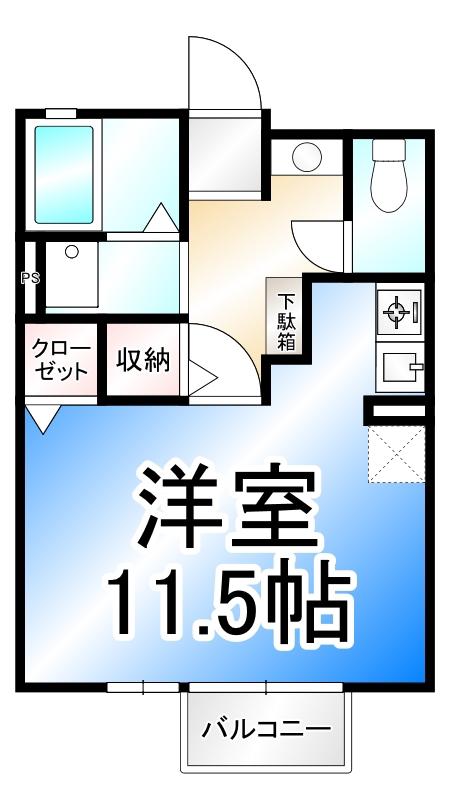クレアール(1K/1階)の間取り写真