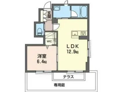 グランピエール(1LDK/1階)の間取り写真