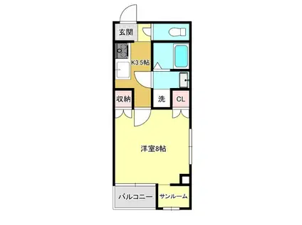 BRILLANTE(1K/1階)の間取り写真