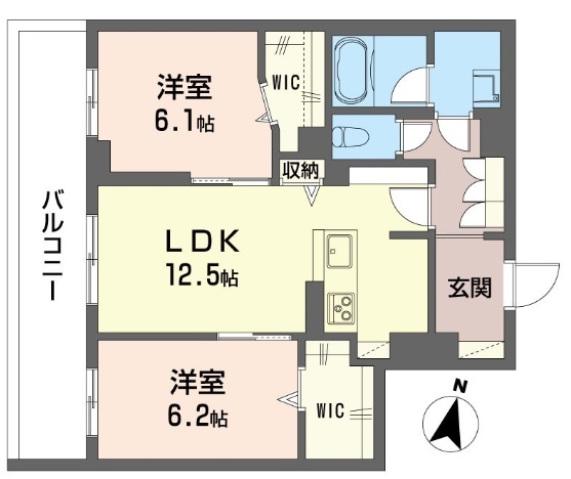 東武東上線 ふじみ野駅 徒歩15分 3階建 築1年(2LDK/2階)の間取り写真