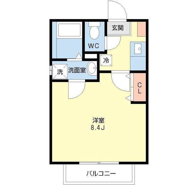 シャムロック野並(1K/1階)の間取り写真