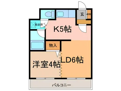 ベルトピア帯広II(1LDK/3階)の間取り写真
