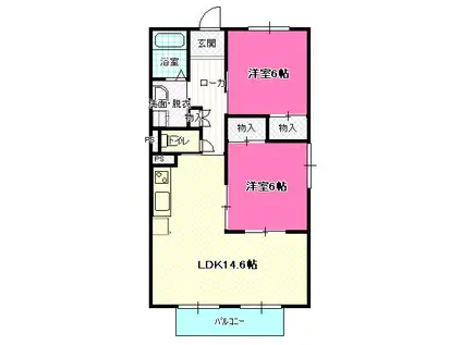 コーポマグノリア(2LDK/2階)の間取り写真