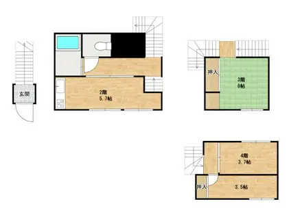 中川西2丁目住居(3DK/2階)の間取り写真