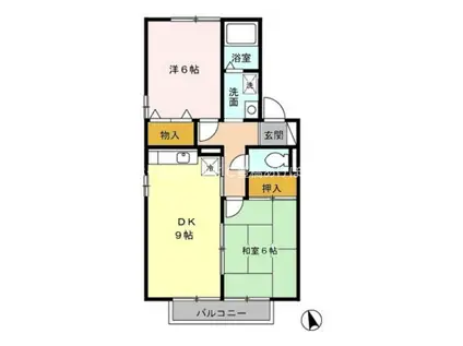 セジュール南 A(2DK/2階)の間取り写真