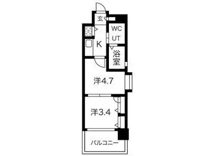 F・PARC 西新(2K/10階)の間取り写真