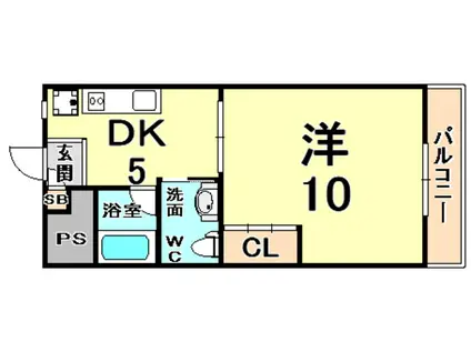 ラ・ランド上新栄B棟(1LDK/2階)の間取り写真
