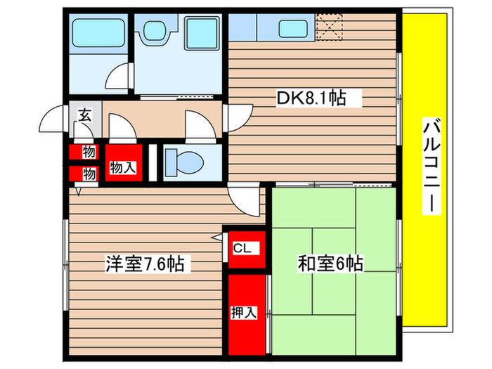 パークスクエア21(2DK/4階)の間取り写真