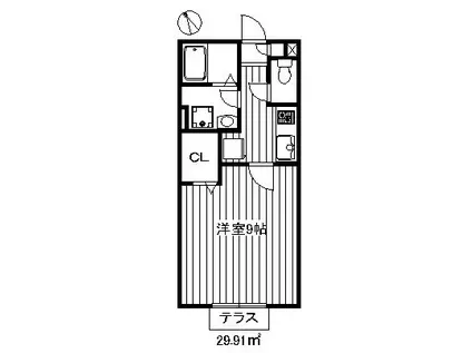 STELLA C棟(1K/1階)の間取り写真