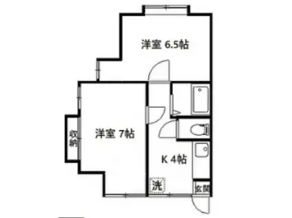 サンハイツ西横浜(2K/1階)の間取り写真