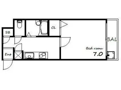 モダンアパートメント神戸新長田(1K/2階)の間取り写真