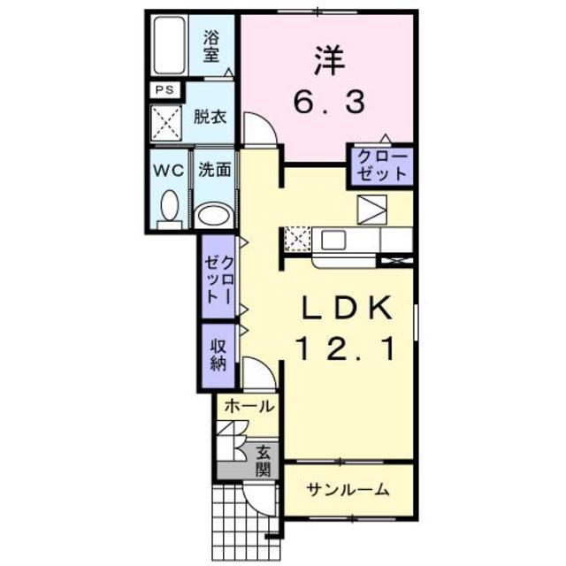 フリーデ石井II(1LDK/1階)の間取り写真