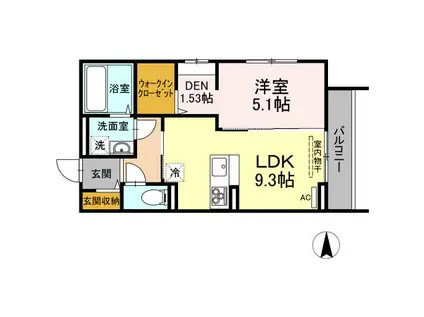 D-ROOM GRACA 中町 イースト(1LDK/3階)の間取り写真