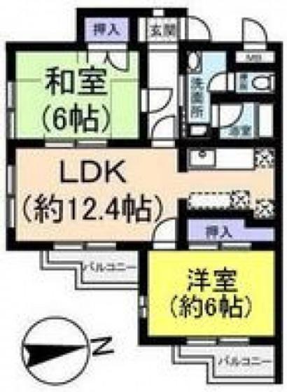 メゾンクミヂ(2LDK/1階)の間取り写真