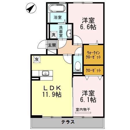 ヴァン・エスポワールA(2LDK/1階)の間取り写真