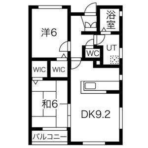 ソレアード甲東園(2LDK/3階)の間取り写真