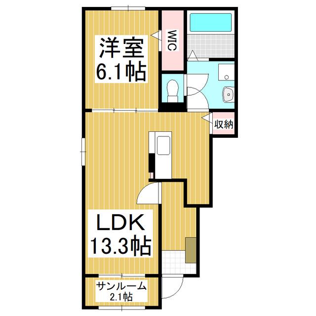 ペニー・レイン(1LDK/1階)の間取り写真