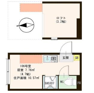 ハーモニーテラス新小岩II(ワンルーム/1階)の間取り写真