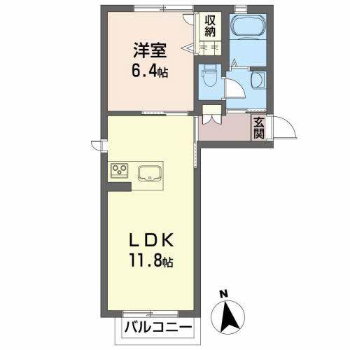 シャーメゾン フルール(1LDK/2階)の間取り写真