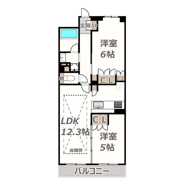 レ・ジェイド西田辺(2LDK/11階)の間取り写真