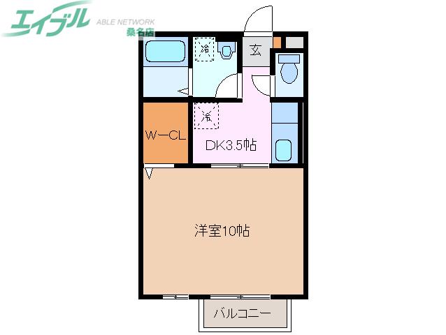 モナリエーレA(1K/1階)の間取り写真