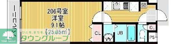 ベルオーブ大久保(1K/2階)の間取り写真