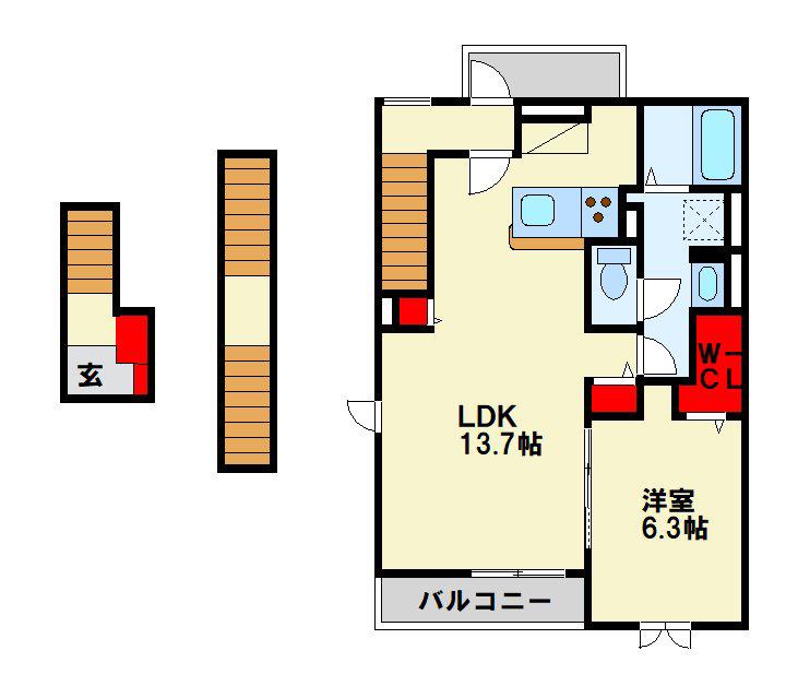 クオーレ(1LDK/3階)の間取り写真