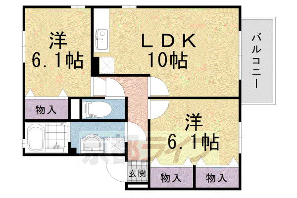 アドラブール岩井(2LDK/2階)の間取り写真
